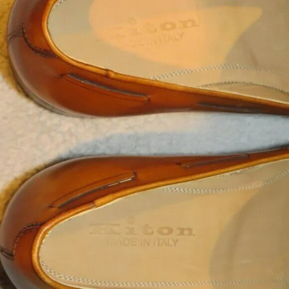 Kiton Huston Brown Calf Leather Moccasain Tassel Loafers 10 NWOB